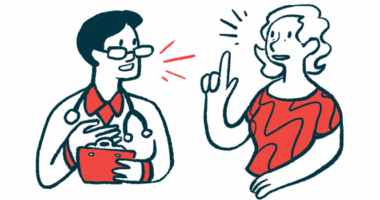 Huntington's disease risk | Huntington's Disease News | Illustration of doctor and patient talking