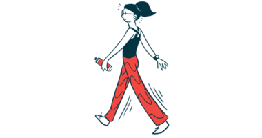 A woman is shown walking in this illustration.