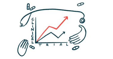 Two hands, a stethoscope, and a handful of oral medications surround a graph labeled 