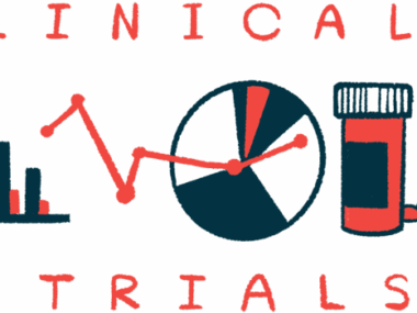 A bar graph, a pie chart, and a bottle of oral prescription medication are shown sandwiched between the words 'CLINICAL' and 'TRIALS.'