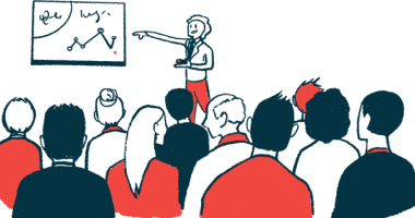 An illustration shows a person speaking in front of an audience.