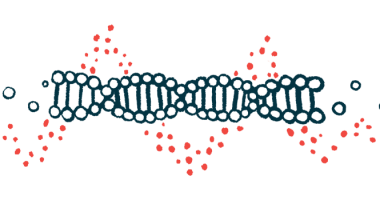 A strand of DNA's double helix is shown.