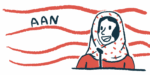 Illustration of a speaker at AAN conference.