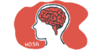 A brain is highlighted in a silhouette of a person's head, as an illustration for the HDSA convention.