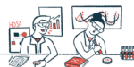 Two people are shown working in a lab in this illustration for the HDSA convention.