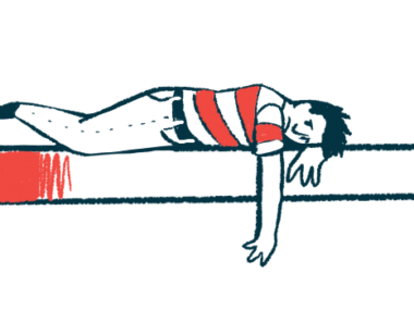 A person in a red and white striped shirt lies face down on a surface, appearing depressed