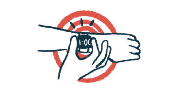 A person adjusts a smartwatch in this illustration.