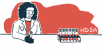 A researcher holds a vial of blood while looking at a rack of filled vials.