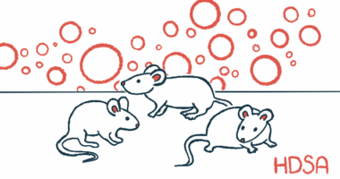 Three mice are shown against a backdrop of bubbles.