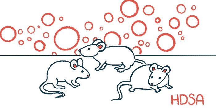 Three mice are shown against a backdrop of bubbles.